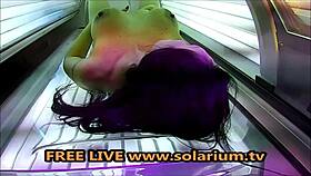 Solarium Milf with Big Breasts Masturbates While Being Watched