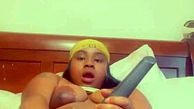 Ebony woman uses wet toys for anal masturbation and assfucking in solo play