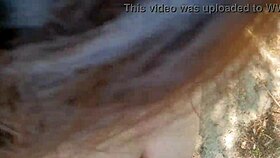the young latina girlfriend gives a risky blowjob on the trail, then gets fucked until he cums in her mouth