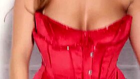 redhead milf leanna decker posing in sexy red lingerie exposing big ass and big tits