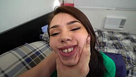 Rock Hard Fucks Bound Teen Brunette Babe in Rough Bondage