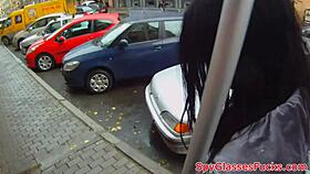 Damn! Alluring babe gets POV fucked hard in public on spycam!