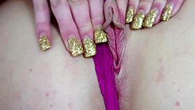 blonde slut handles huge load in tight hole