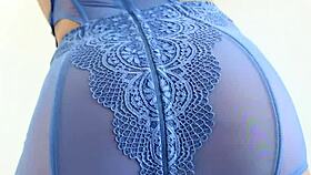 Buxom blonde bartender olivia austin helps excited customer finish