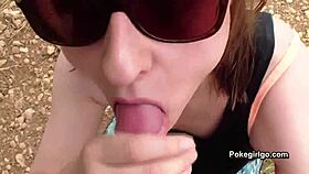 outdoor fun with cum in my mouth so hot