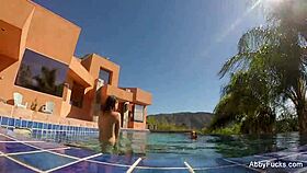 Abigail Mac Dives Into Pool Fun With Big Tits Out