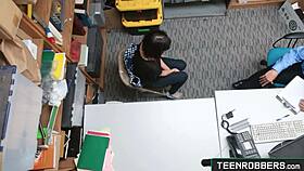 Perv officer pounds horny teen thief hard in shop