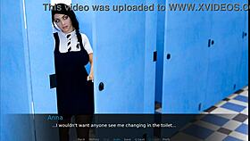 Intense exam with big tits brunette