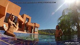 Abigail Mac Dives Into Pool Fun With Big Tits Out