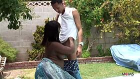 Big beautiful black girl sucks off a guy before getting rammed