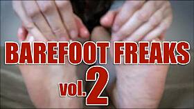 Freaky barefoot girls give handjobs to big black cocks.