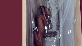 my skinny latina model showers and slips into a sexy costume