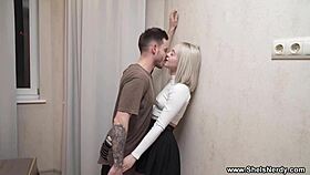 Nerdy Sexy Teen Eva Barbie Enjoys Slurping Fuck in Stockings.