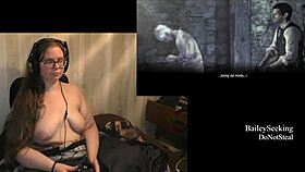 brunette bbw with tattoos and piercings plays evil within naked, showing her fat ass