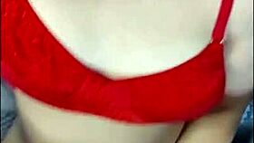 white girl in red lingerie moaning loudly while getting fucked 😍