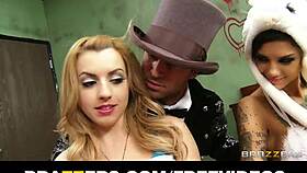 Hot group of girls share one hard cock in four on one orgy! 🔥