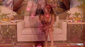 Tattooed Latina Squirts During Close-Up Solo Fingering with Toys