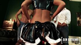 sabrina sweet feels intense pleasure in her ass during threesome fucking