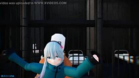Sagiri Izumi dances in MMD animation with raspberry monster toon