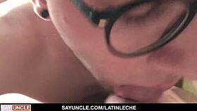 nerdy latin twink slurps cock in hot pov