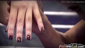 these hot sexy amateur european lesbians're wrestling intensely, stretching