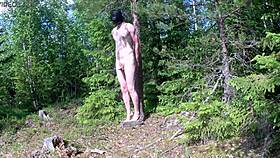 Balancing on a Rock in the Woods