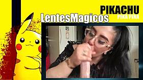 gordita with glasses sucks and swallows cum