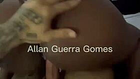 Negra neon black onix with her giant ass sits and rides hard on mma fighter allan guerra gomes' monster cock