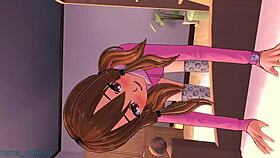 i see this girl bouncin on legs in her pink hoodie.