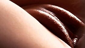 slow motion clip shows her pussy dripping with lube before sperm floods in