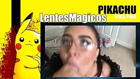 gordita with glasses sucks and swallows cum