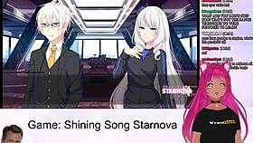i'm playing shining song starnova aki route part 3 with my petite anime hentai girl