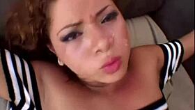 Horny latina dives into wild anal threesome with toys