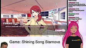 i'm playing shining song starnova aki route part 3 with my petite anime hentai girl