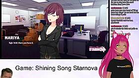 i'm playing shining song starnova aki route part 3 with my petite anime hentai girl
