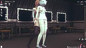 Girlfriend rides friend in cowgirl position for intense thighjob action