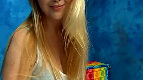 Stunner in pantyhose SUCKS schlong passionately. She moans loudly.