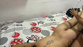 Stressed Latina client gets pussy fucked with big dildo