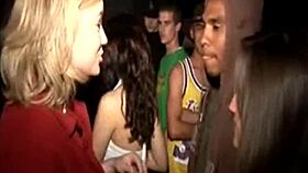 College teen at a party fucks dick in reverse cowgirl while others watch