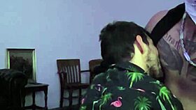 Gay amateur performs deepthroat blowjob on big black cock