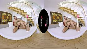 In this vr scene, a hot shemale joins a threesome with a girl for some intense action
