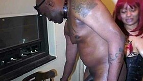 In this femdom scene, the good little ebony sub slut gives a blowjob and gets a cumshot.