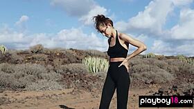 Gorgeous brunette muse taya vais reveals her perfect body in the desert