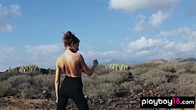 Gorgeous brunette muse taya vais reveals her perfect body in the desert