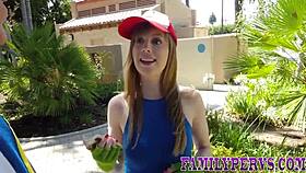 Watch this cosplaying teen give a blowjob before fucking hard?