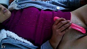 this lesbian babe masturbating while watching porn, so hot!