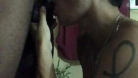 Muleque da quebrada sucking big black cock outdoors