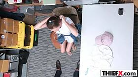 Carolina Sweets is ready to pay the burglar with a blowjob at the office garage.