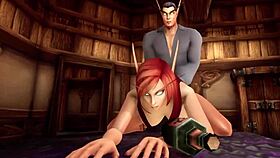 Hot Elf Milf Redhead Rides Big Cock in Warcraft Parody.