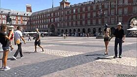 Oh wow, this brunette gets her deep throat fucked in public while being punished with bondage and domination 😈🔥